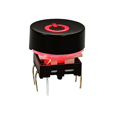 16MM圓形帶燈按鈕開（kāi）關-鐳雕電源（yuán）符號